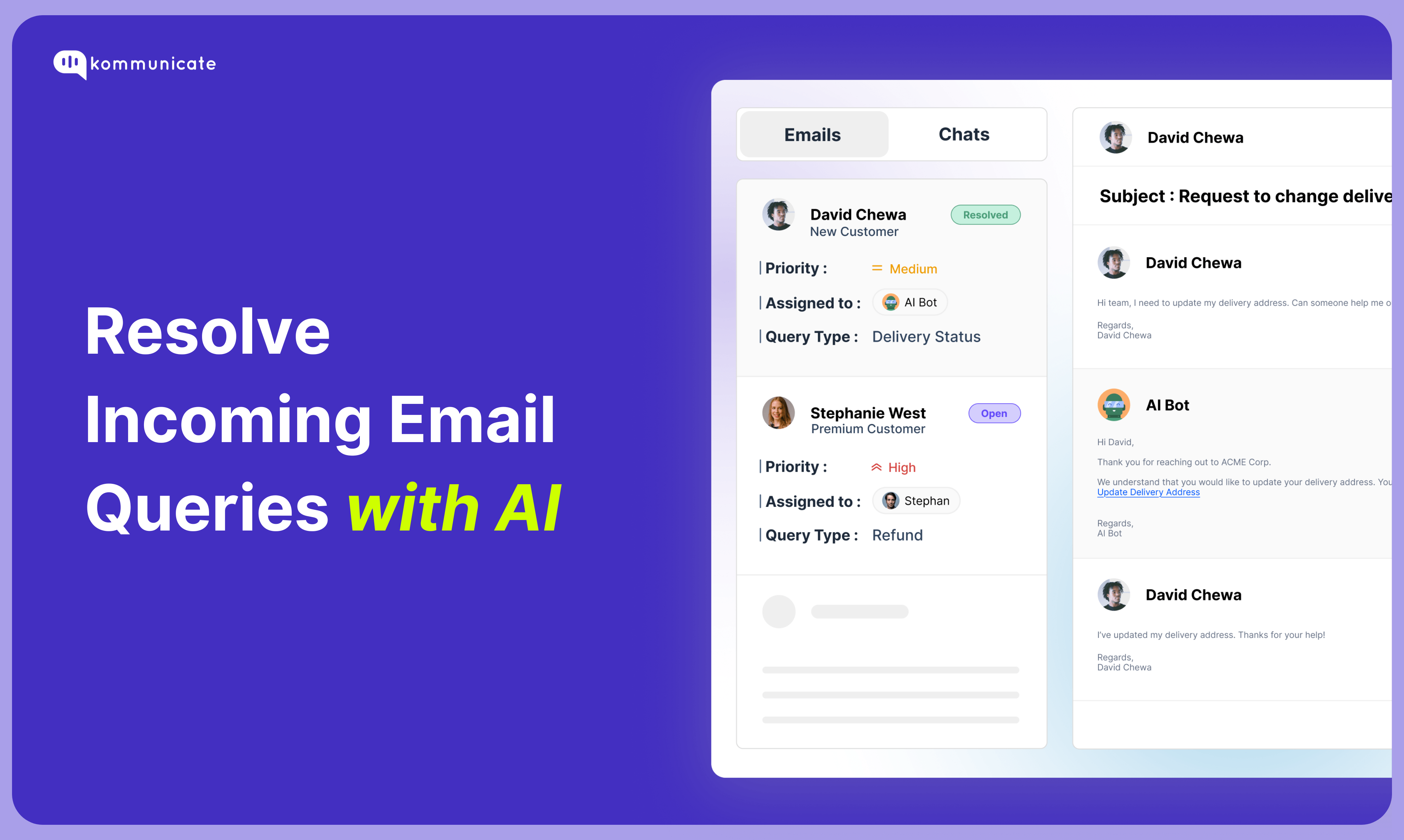 AI-Powered Email Ticketing - Kommunicate