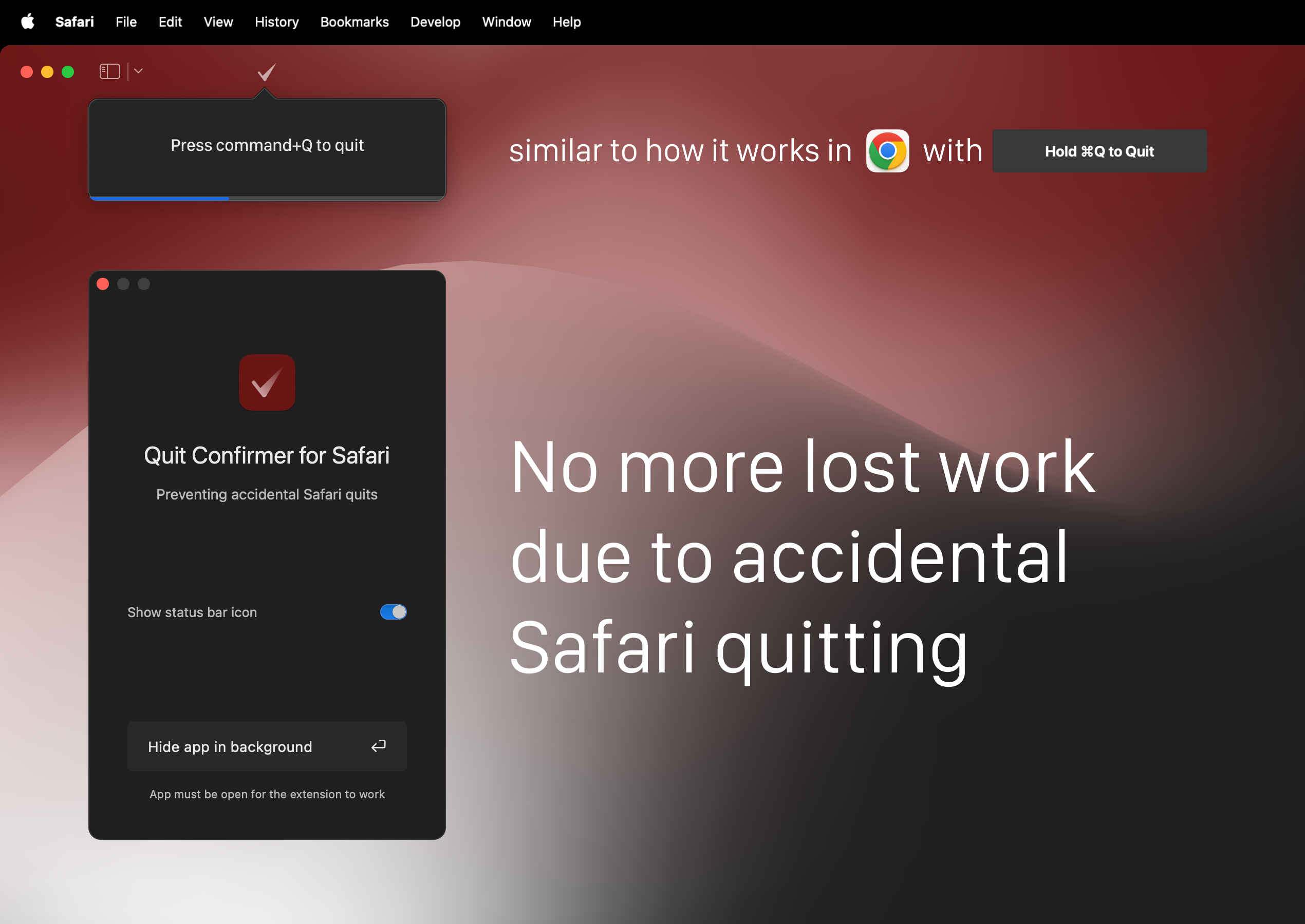 Quit Confirmer for Safari