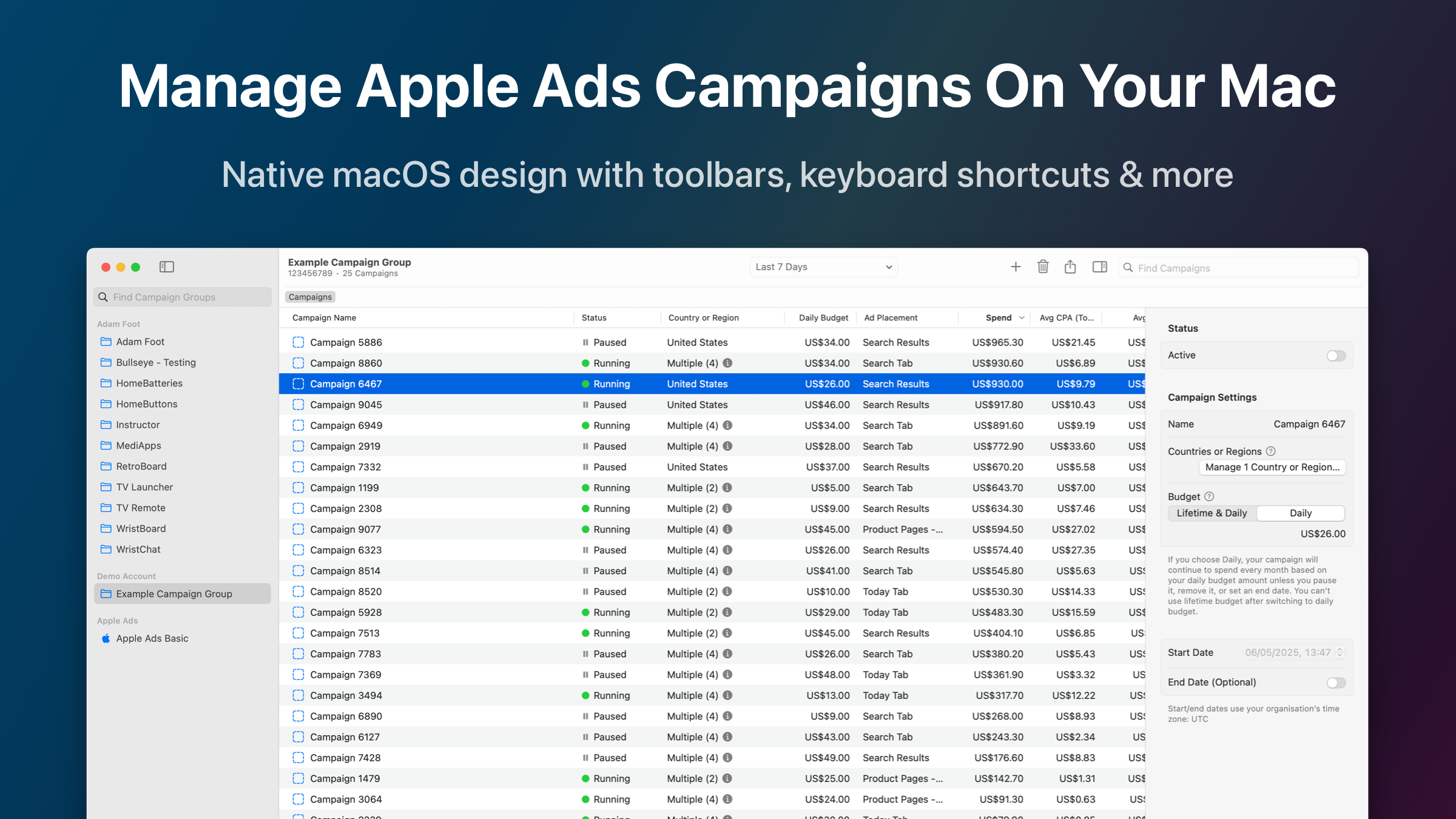 Bullseye - Apple Ads Manager for Mac