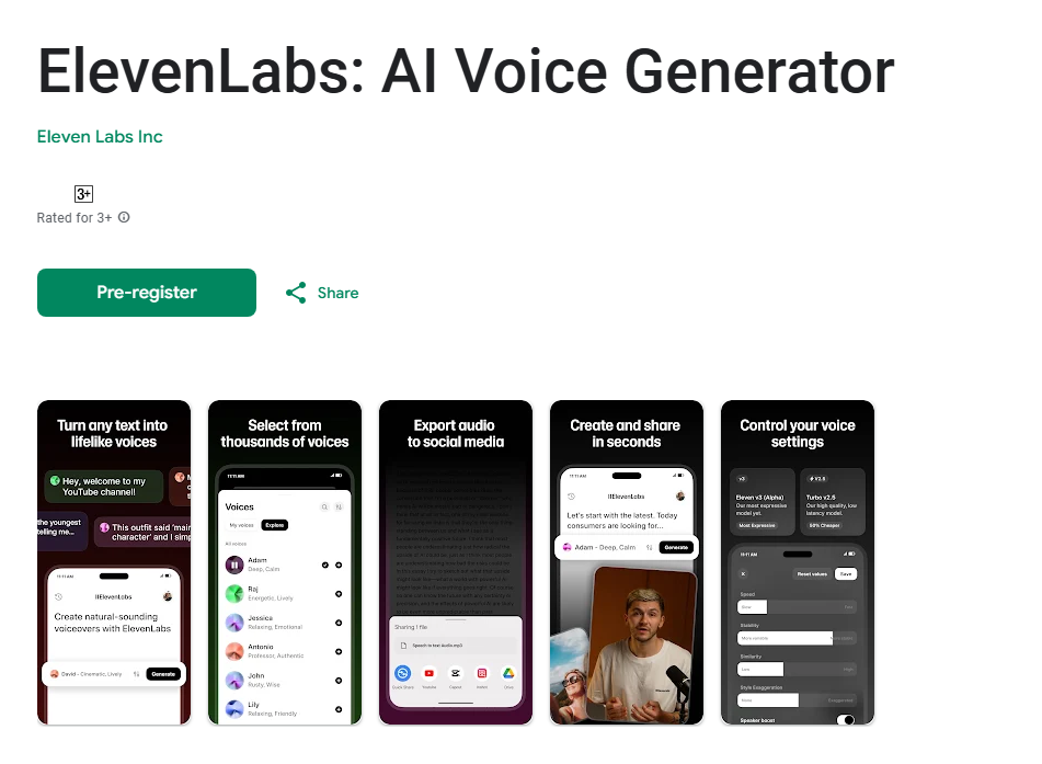 ElevenLabs app for iOS and Android
