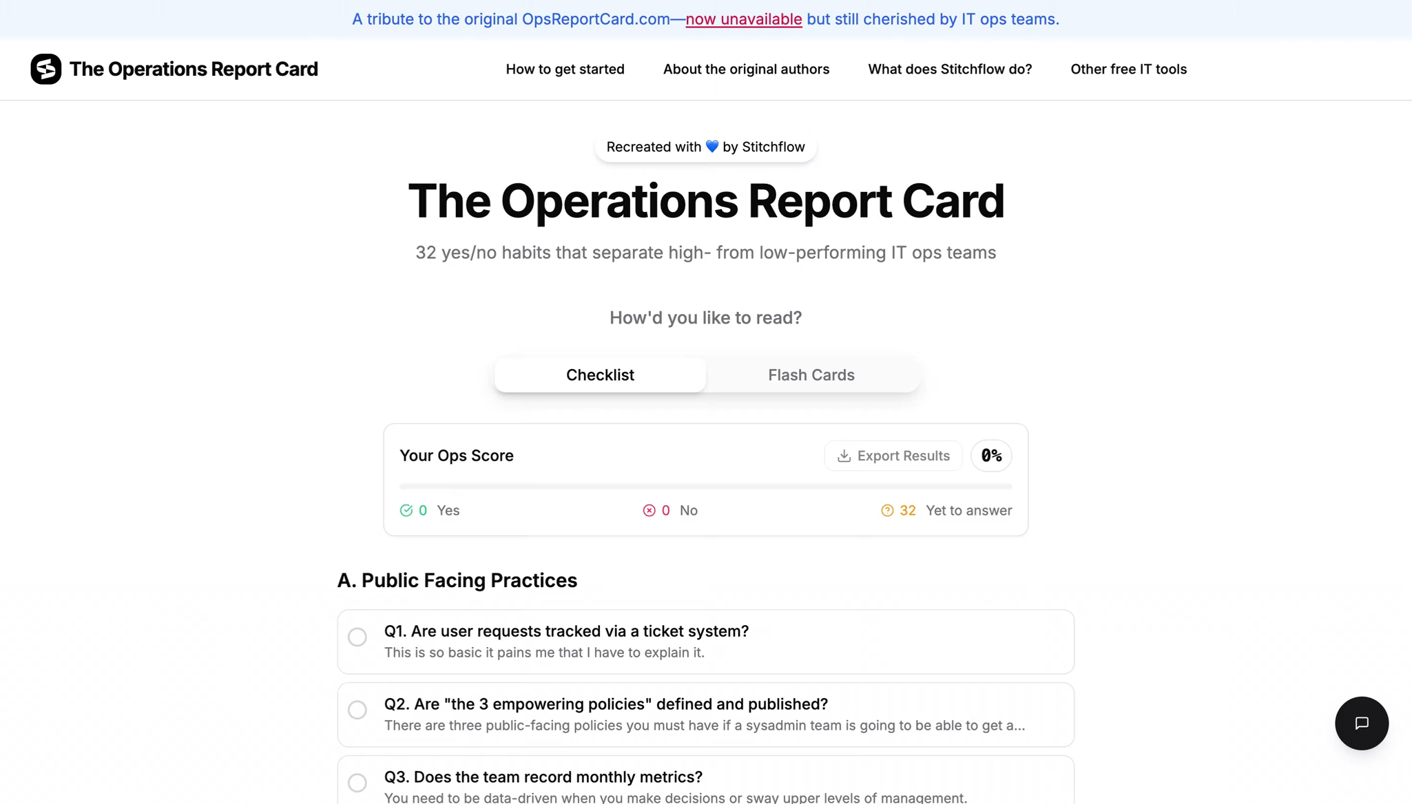 Ops Report Card: Recreated by Stitchflow