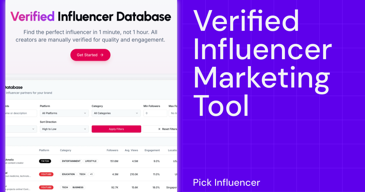 Pick Influencer - Influencer Search Tool